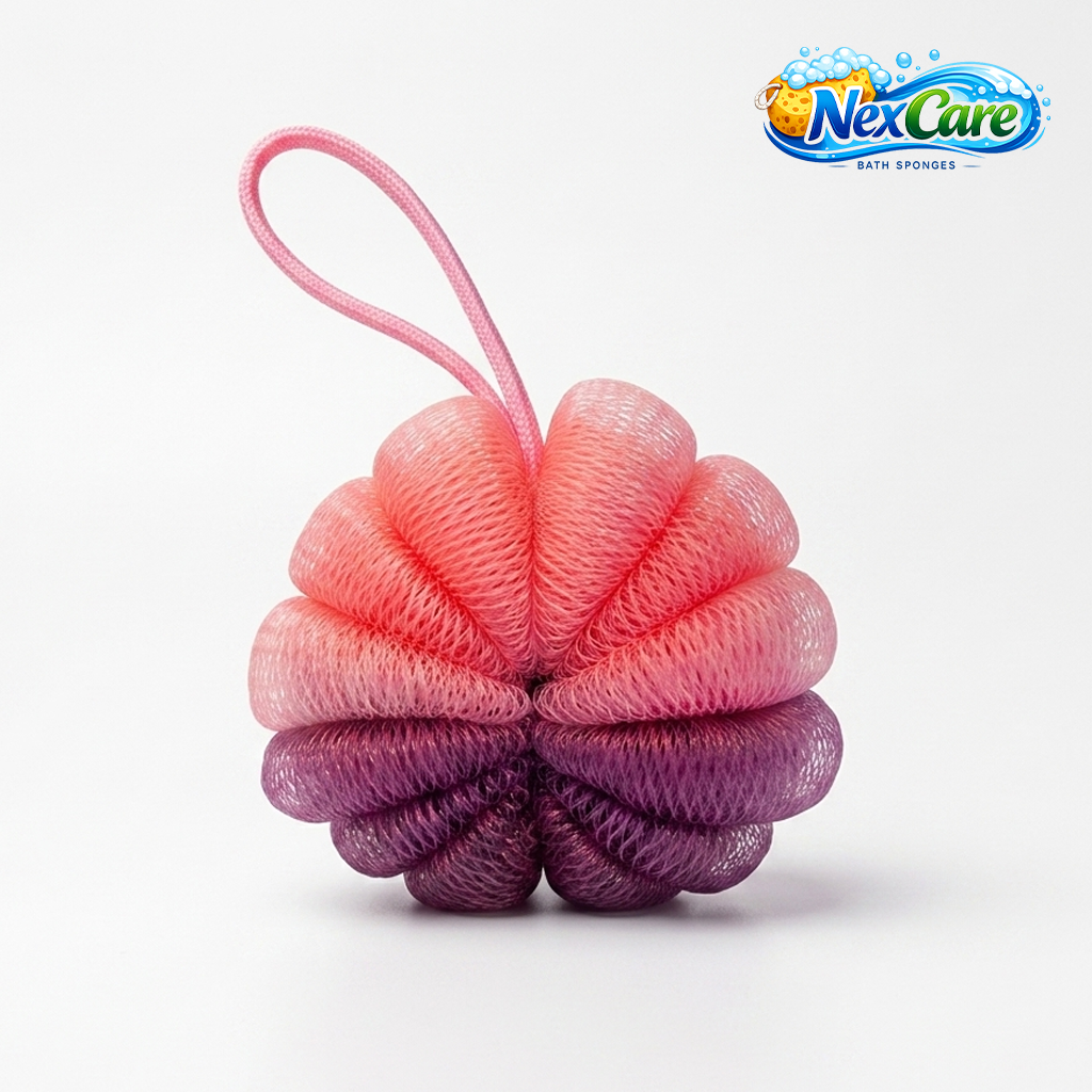 Ombré Mesh Bath Pouf — Pink & Purple